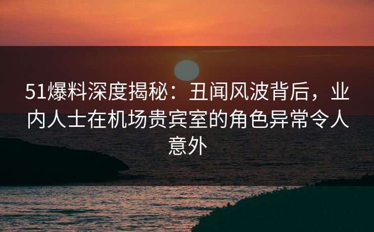 51爆料深度揭秘：丑闻风波背后，业内人士在机场贵宾室的角色异常令人意外