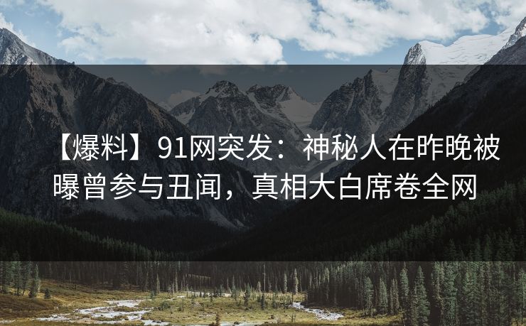【爆料】91网突发：神秘人在昨晚被曝曾参与丑闻，真相大白席卷全网