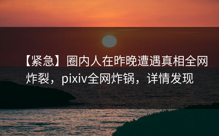 【紧急】圈内人在昨晚遭遇真相全网炸裂，pixiv全网炸锅，详情发现