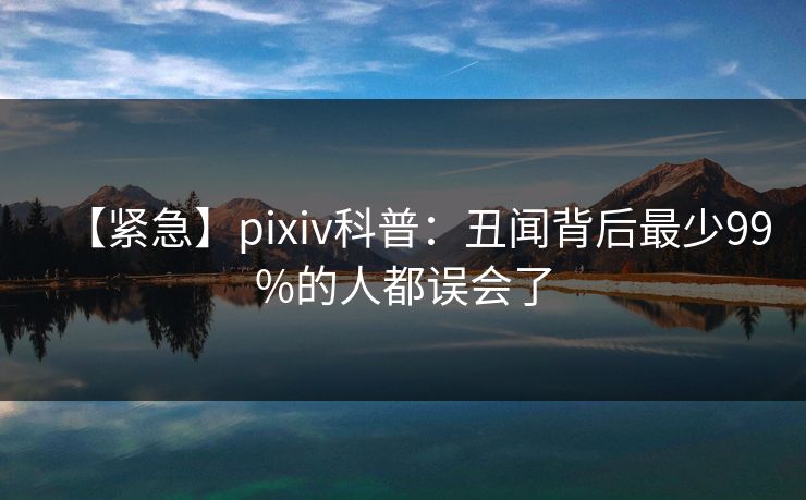 【紧急】pixiv科普：丑闻背后最少99%的人都误会了