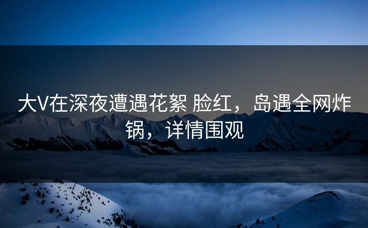 大V在深夜遭遇花絮 脸红，岛遇全网炸锅，详情围观